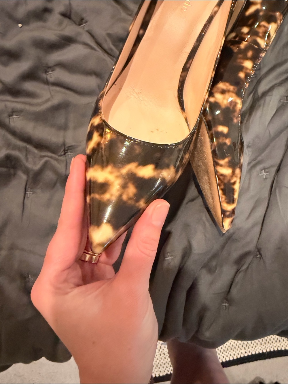 kate spade | Tortoiseshell Patent Leather Pointed-Toe Pumps - Brown/Black (7M) - Picture 10 of 10
